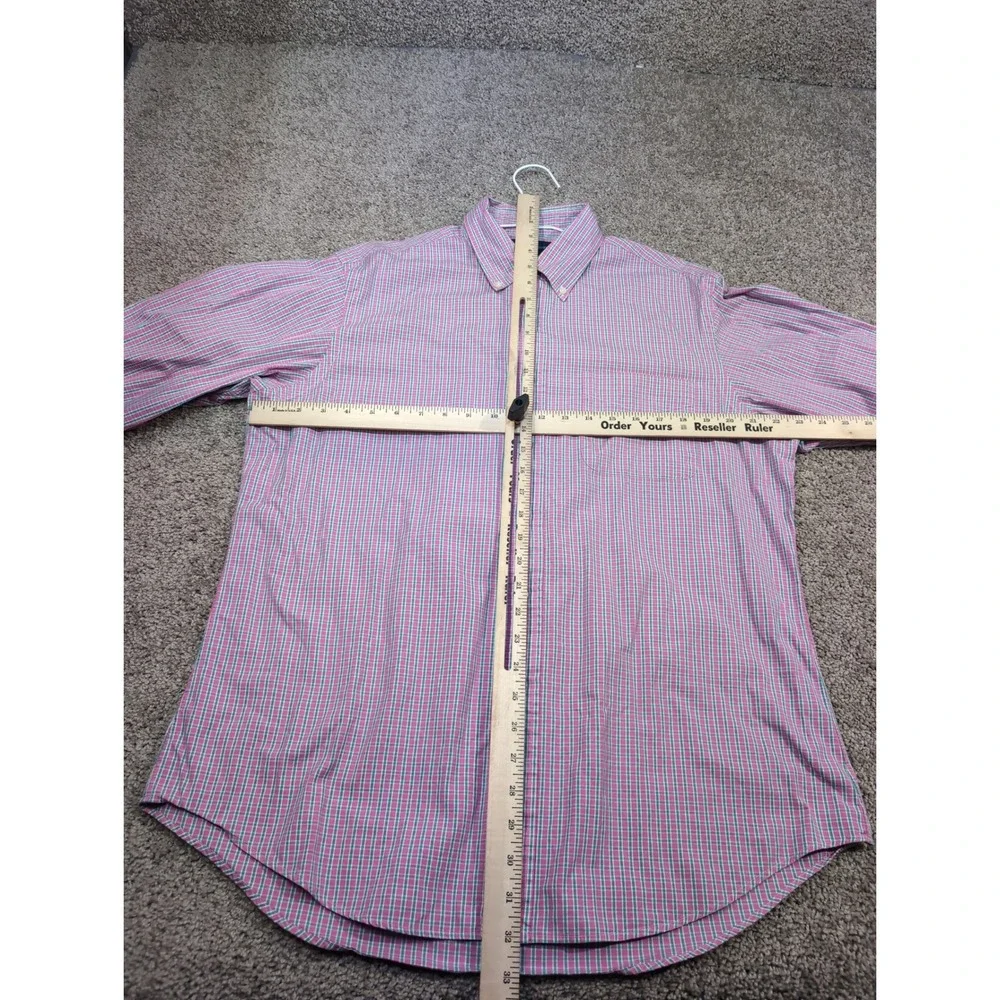 Ralph Lauren Custom Fit Plaid Shirt Mens 16.5 L Pink Green Long Sleeve Button‎